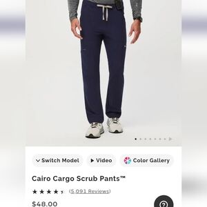 Figs Cairo Cargo Scrub Pants in Dark Blue